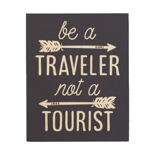 Be a Traveler Not a Tourist Navy Blue Quote Wood Wall Decor