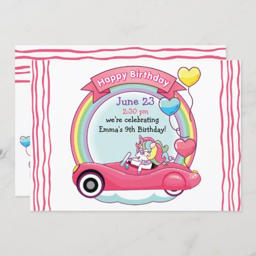 Be a Trendsetter Unicorn Drive By Birthday Parade Invitation