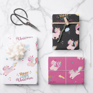 Be a unicorn rainbow motivational rainbow wrapping paper sheets