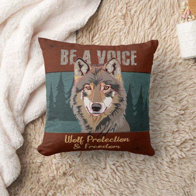 Be a Voice - Wolf Protection and Freedom Throw Pillow (Blanket)