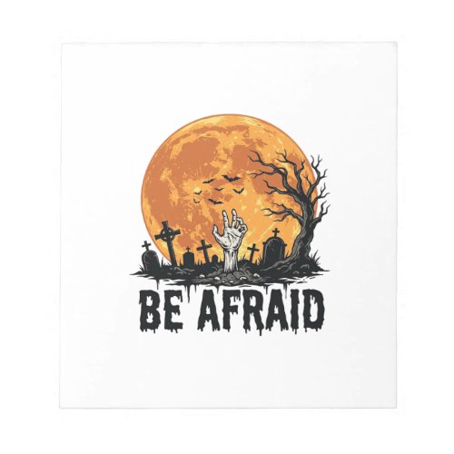 Be Afraid Vintage Halloween Graveyard Vector Desig Notepad