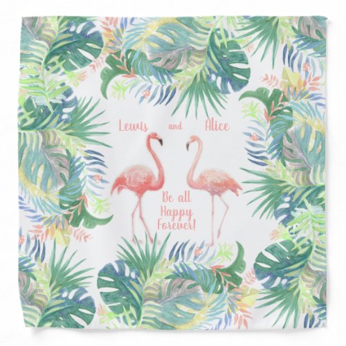 Be all Happy Forever Fairy Tale Two Pink Flamingo Bandana