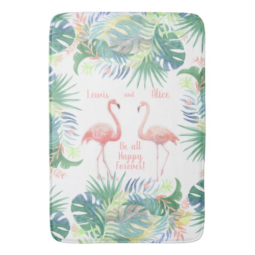Be all Happy Forever Fairy Tale Two Pink Flamingo Bath Mat