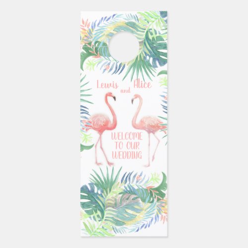 Be all Happy Forever Fairy Tale Two Pink Flamingo Door Hanger