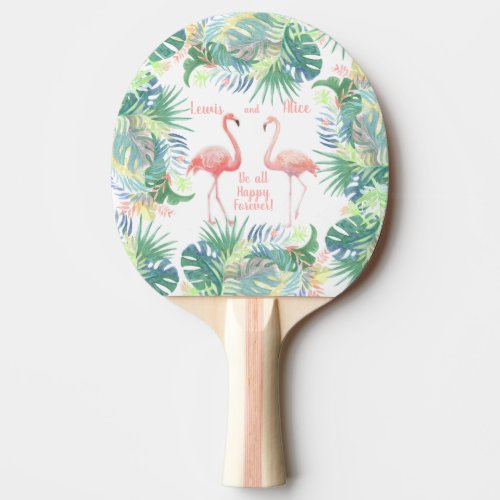 Be all Happy Forever Fairy Tale Two Pink Flamingo Ping Pong Paddle