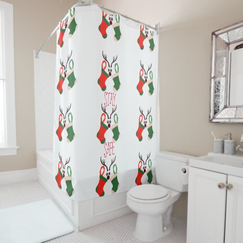 Be and Stay Safe Jingle all the way Christmas Shower Curtain