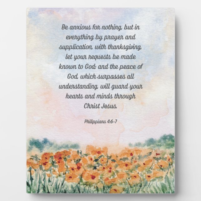 Be Anxious for Nothing Bible Verse Picture 8x10 Plaque (Front)
