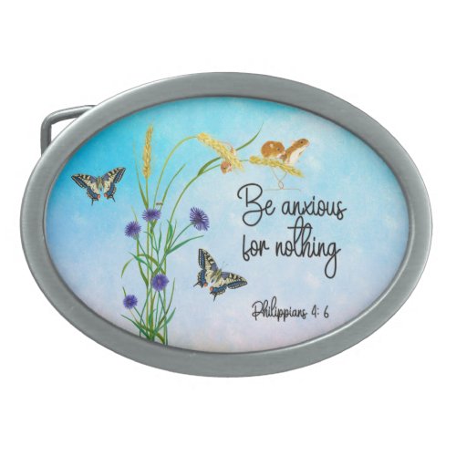 Be anxious for nothing Philippians 46 15 Belt Buckle