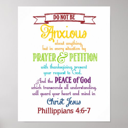 Be anxious for nothing Philippians 46_7 Poster