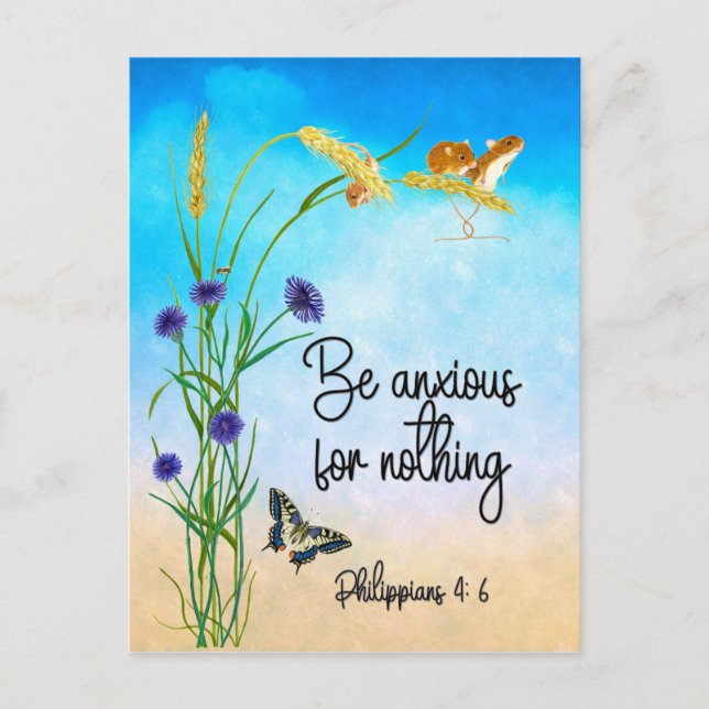 Be anxious for nothing Philippians 4:6 Postcard (Front)