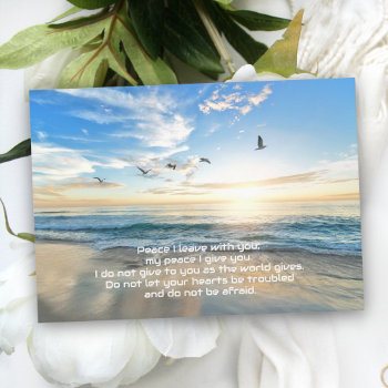 Be At Peace Christian Scripture Beach Scene Card by dustytoes at Zazzle