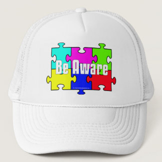 "Be Aware" Puzzle Pieces Autism Awareness Hats