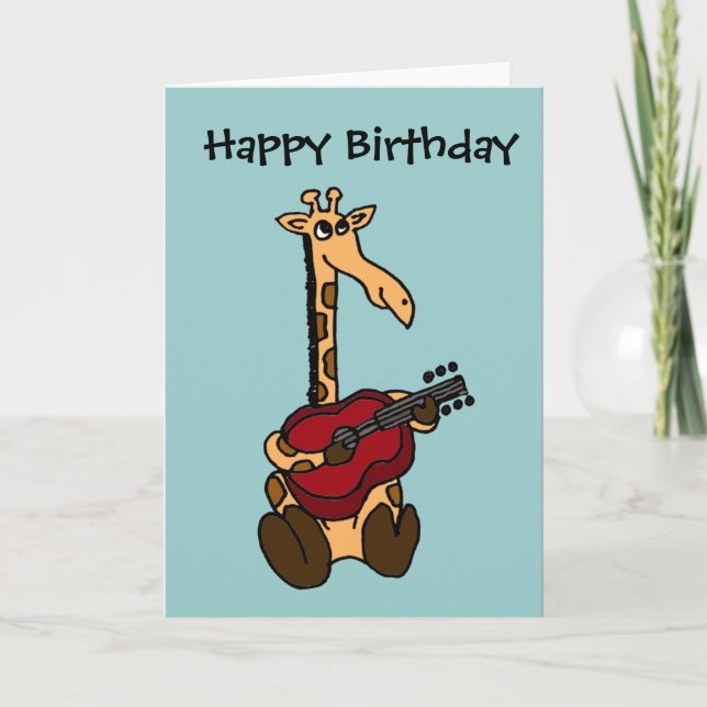 BE- Awesome Giraffe Playing Guitar Card (Front)