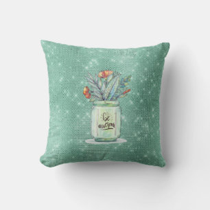 Be Awesome Mason Jar Throw Pillow