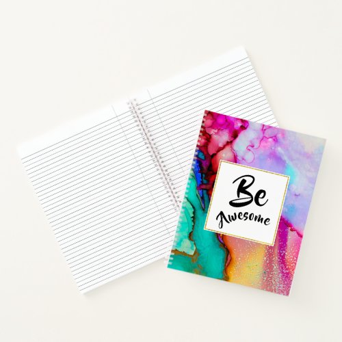 Be Awesome Pink and Turquoise Abstract Watercolor Notebook