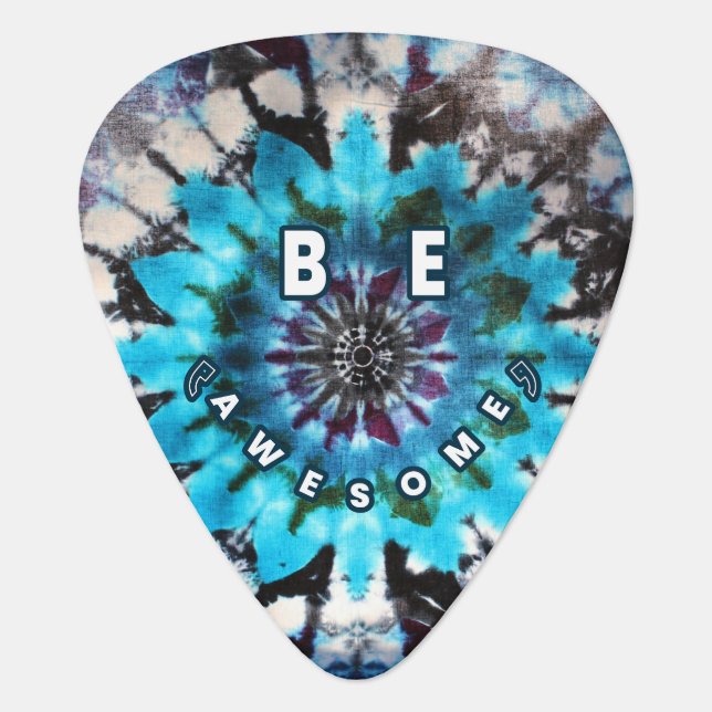 Be Awesome Tie Dye Design Guitar Pick (Front)
