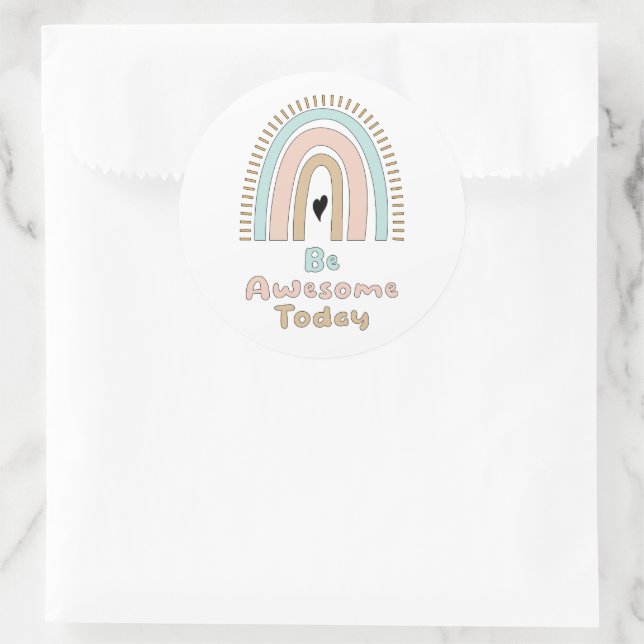 Be awesome today motivational colorful rainbow classic round sticker (Bag)
