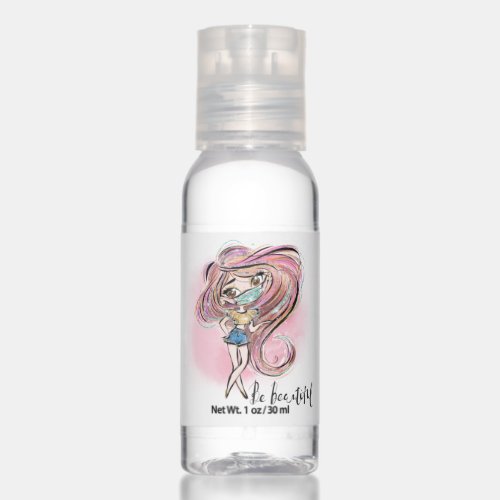 Be Beautiful and Stay Safe  Pink Pixie in Mask Hand Sanitizer