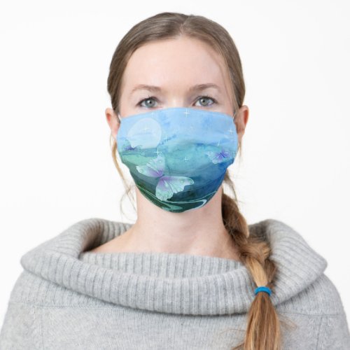 Be Bold Be Brave with Style Blue Butterfly Adult Cloth Face Mask