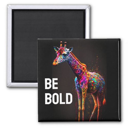 Be Bold Colorful Rainbow Giraffe Cute Zoo Animal  Magnet