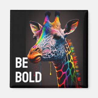 Be Bold Colorful Rainbow Giraffe Cute Zoo Animal Magnet