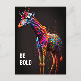 Be Bold Colorful Rainbow Giraffe Cute Zoo Animal Postcard