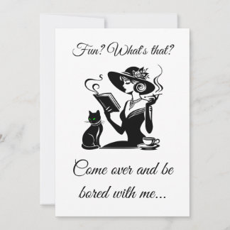 Be Bored with a Cat Printed Fillable Stationary Invitation