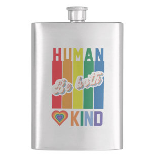 Be Both Human and Kind – Vintage Rainbow-Inspired Flask