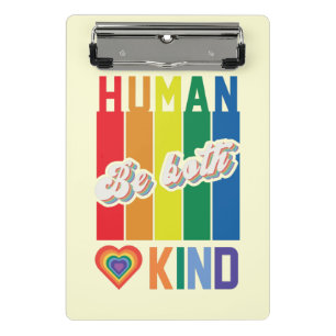 Be Both Human and Kind – Vintage Rainbow-Inspired Mini Clipboard