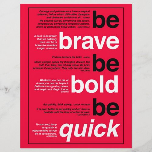 Be Brave Be Bold Be Quick Motivational Quotes Flyer