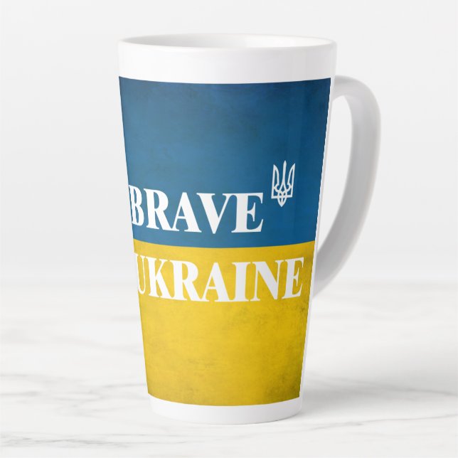 Be brave like Ukraine textured quote Latte Mug (Right Angle)