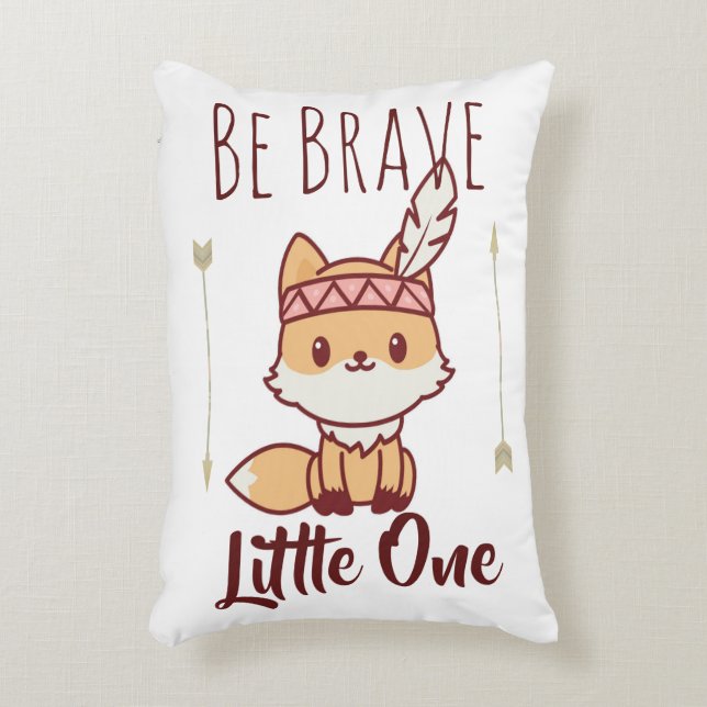 Be Brave Little One Tribal Fox Cute Nursery Accent Pillow (Front(Vertical))