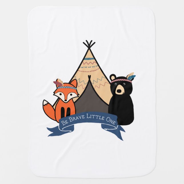 Be Brave Little One Woodland Baby Blanket (Front)