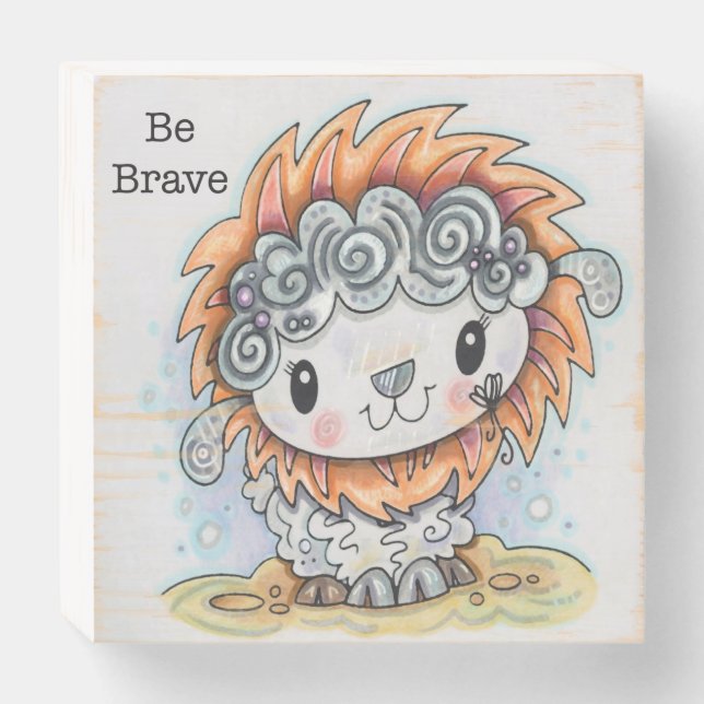 Be Brave Sheep  Wooden Box Sign (Front Horizontal)