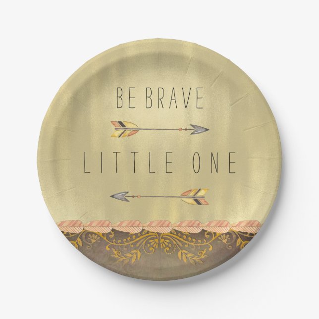 Be Brave Tribal Arrow Baby Shower Paper Plates (Front)