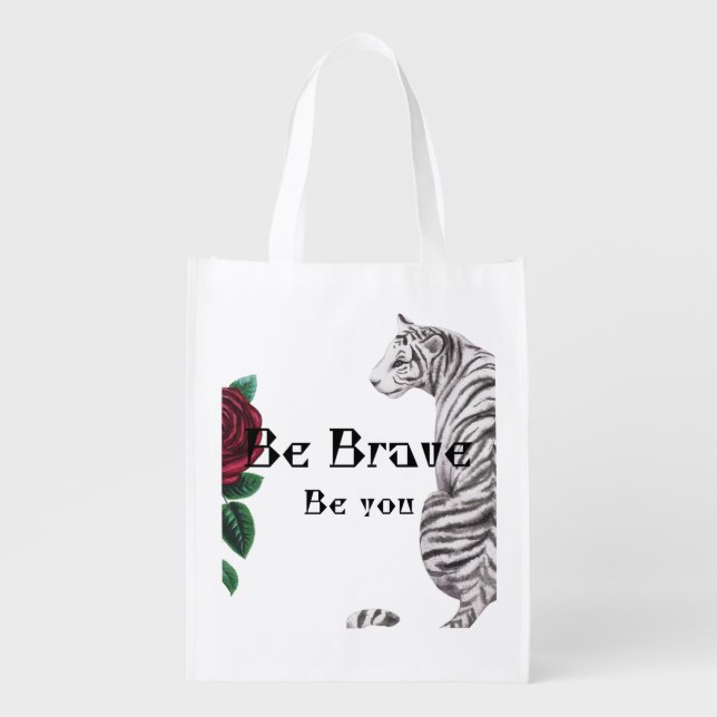 Be Brave Women Hoodie Grocery Bag (Front)