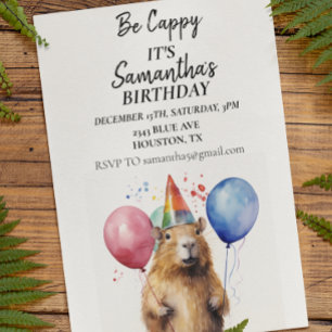 Be Cappy Capybara Birthday Party Invitation