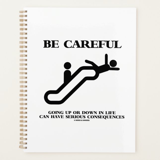 Be Careful Going Up Down Life Serious Consequences Planner (Front)