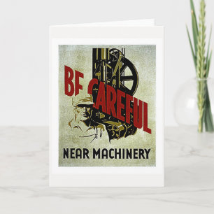 Be Careful Near Machinery - WPA Safety Poster Letterpress Thank You Card