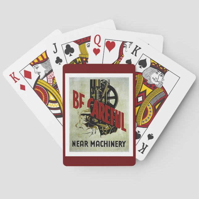 Be Careful Near Machinery - WPA Safety Poster Poker Cards (Back)