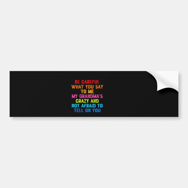 Be Careful What You Say To Me My Grandma's Crazy Bumper Sticker (Front)
