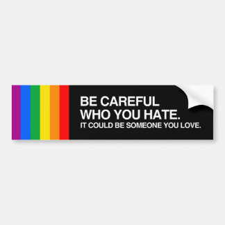 BE CAREFUL WHO YOU HATE BUMPER STICKER
