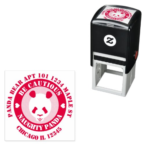 Be Cautious Naught Panda Return Address Self_inking Stamp