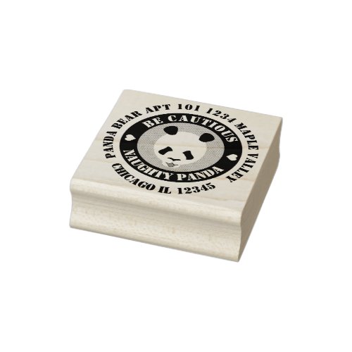 Be Cautious Naught Panda Rubber Stamp