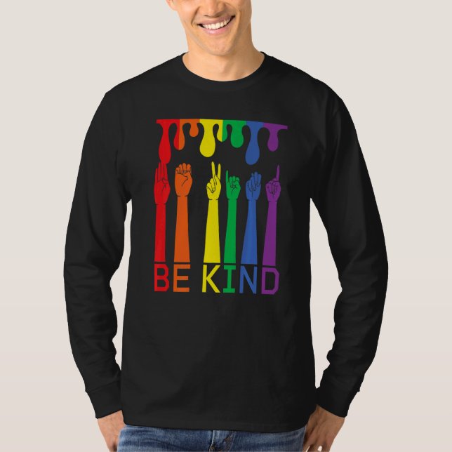be child, rainbow colours, hands with finger langu T-Shirt (Front)