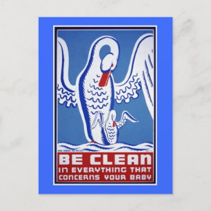 Be Clean Vintage WPA Poster Postcard