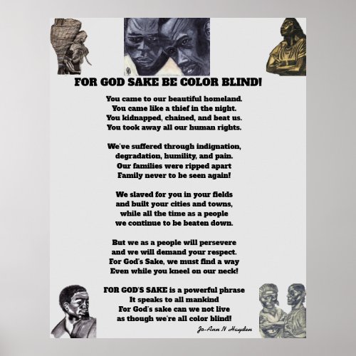 BE COLOR BLIND FOR GODS SAKE poster