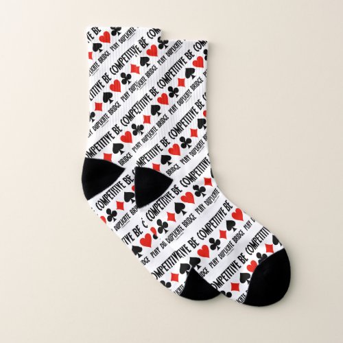 Be Competitive Play Duplicate Bridge Card Suits Socks