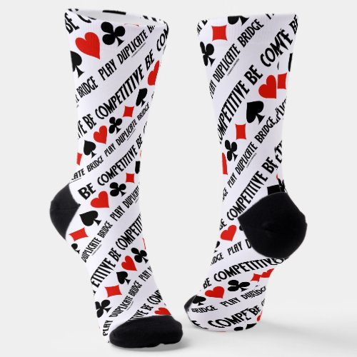 Be Competitive Play Duplicate Bridge Card Suits Socks