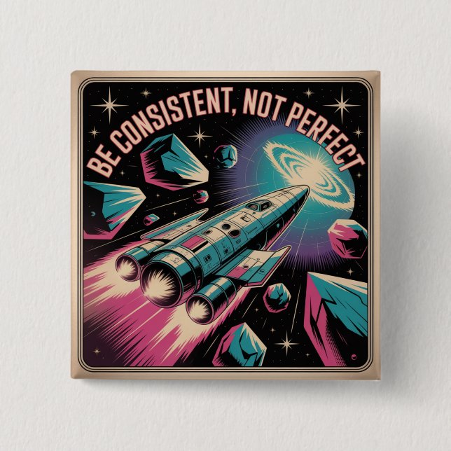 Be Consistent, Not Perfect Button (Front)